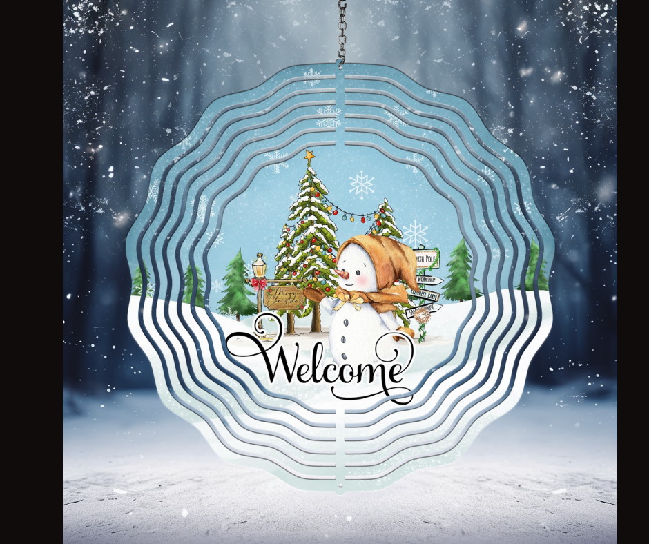 Christmas Snowman Welcome Wind Spinner