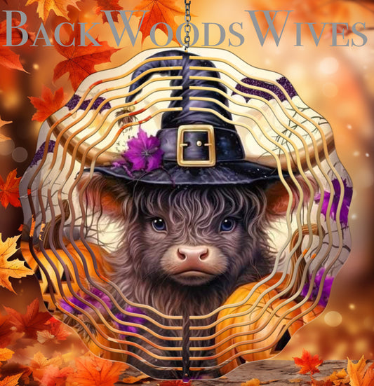 Moo Cow Witch Wind Spinner | 11” Halloween Themed