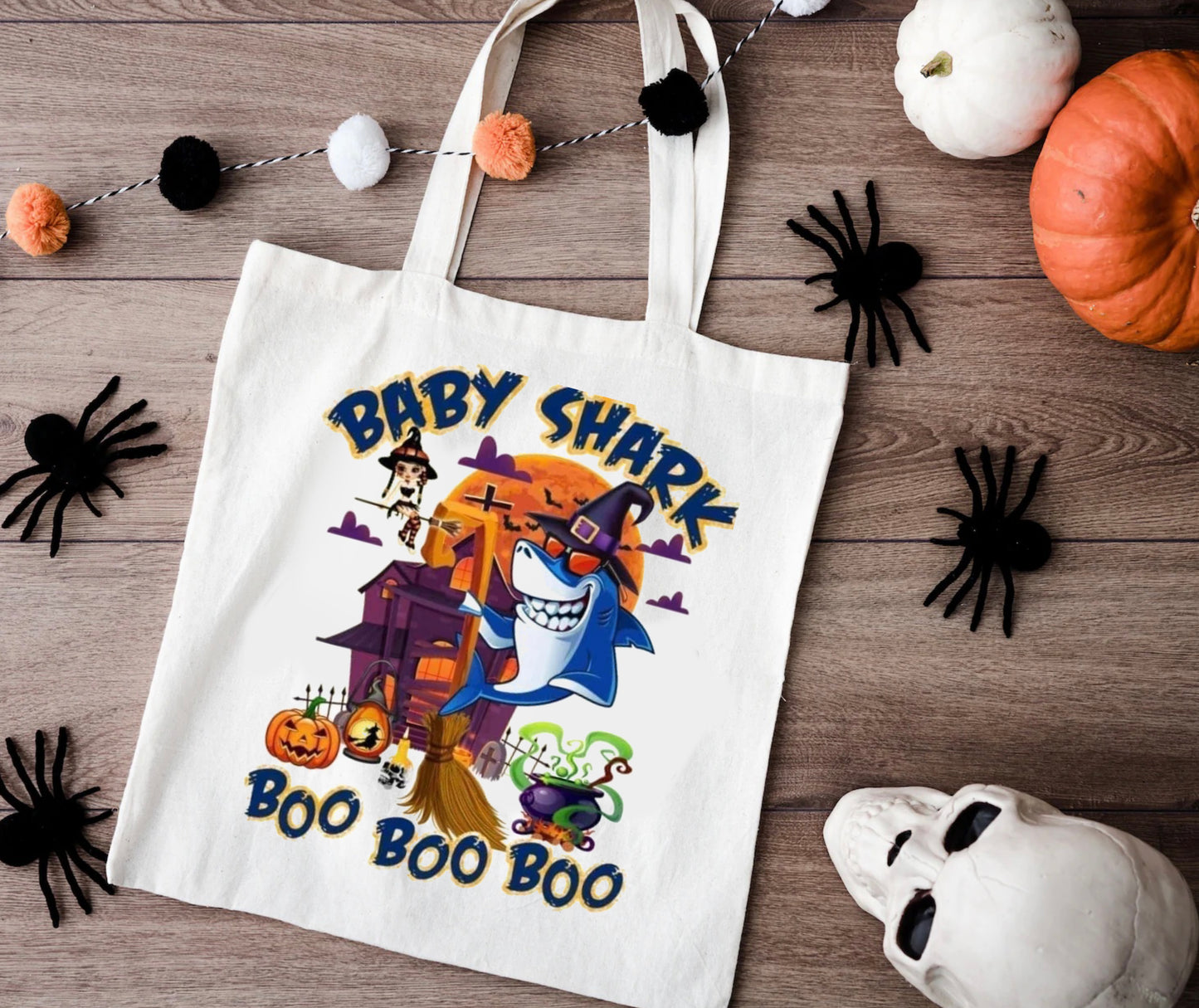 Halloween Themed Shark Canvas Bag Tote