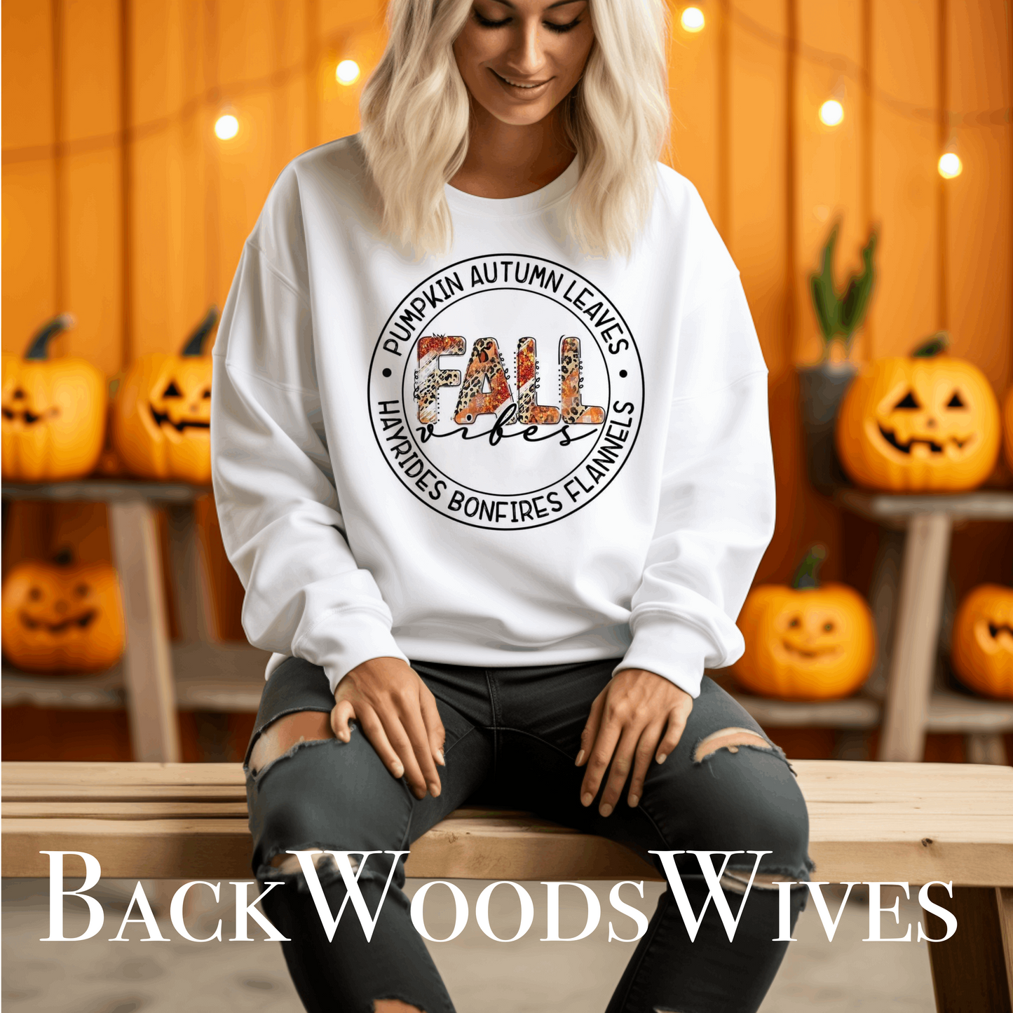 Pumpkin Autumn Leaves Hayrides Bon Fires and Flannels Graphic Sweat Shirt | Fall Vibes