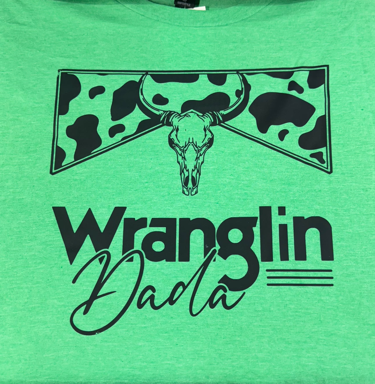 Wranglin' Dada | Green Heather Short Sleeve Shirt