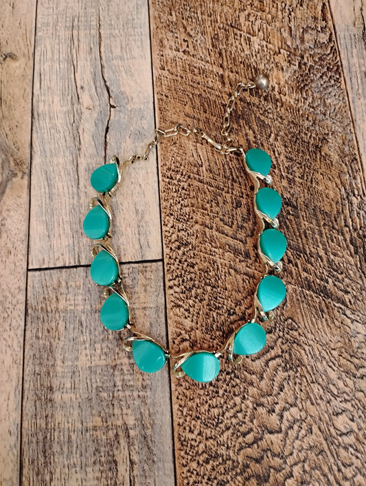 Teal & Gold Fashion Necklace