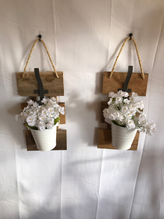 2 Piece Rustic Floral Wall Hanging